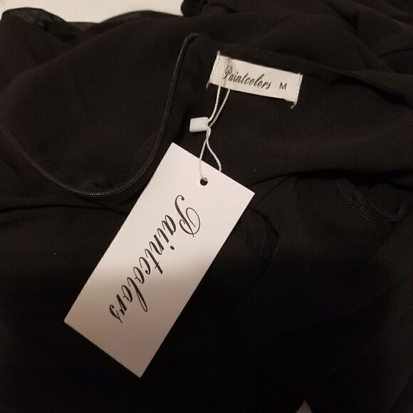 Paintcolors Women's Long Puff Sleeve Pleated Long Maxi Dress Cutout High Waist M - Picture 8 of 14